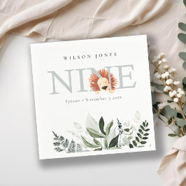 Niedlicher blauer Löwenfaden 9. Geburtstag Serviette