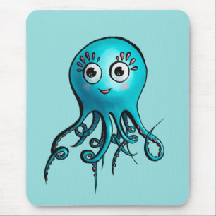 Niedlicher Blauer Oktopus - Kawaii Cartoon Sea Tie Mousepad