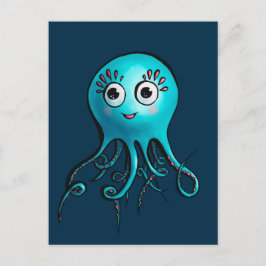 Niedlicher Blauer Oktopus - Kawaii Cartoon Sea Tie Postkarte