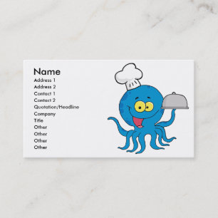 niedlicher blauer Oktopus-Koch mit Servierplatte Visitenkarte