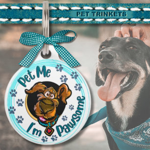 Niedlicher blauer Pawprint Ich bin pawsome Dog Haustiermarke