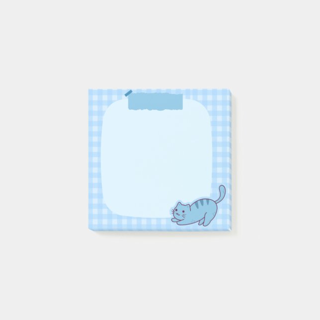 Niedlicher blauer Pfosten Post-it Klebezettel (Vorderseite)