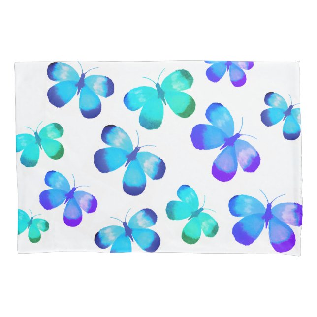 Niedlicher Blauer Schmetterling Pillowcase Kissenbezug (Vorderseite)