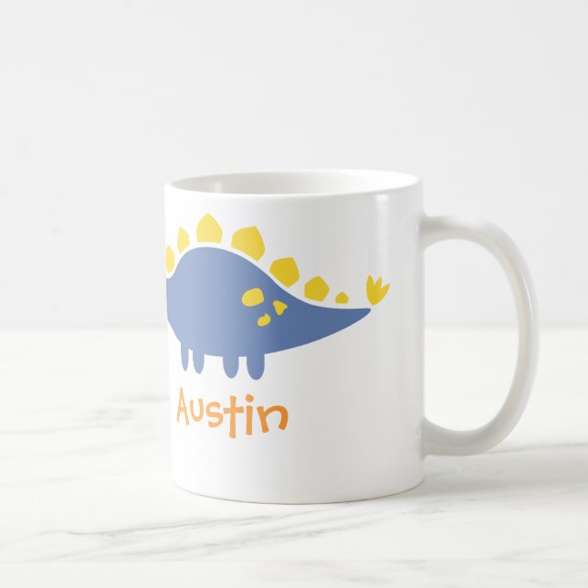 Niedlicher blauer Stegosaurus-Dinosaurier für Tasse (Rechts)