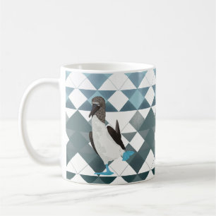 Niedlicher blauer Stiefelvogel auf geometrischem M Kaffeetasse