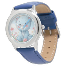 Niedlicher blauer Teddybär im Garten