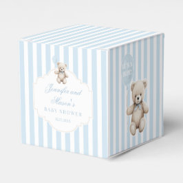 Niedlicher blauer Teddybär mit Ballon Babydusche Geschenkschachtel
