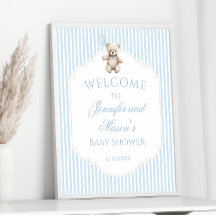 Niedlicher blauer Tedinger Babydusche Begrüßungsze
