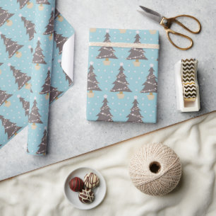 Niedlicher Blauer Weihnachtsbaum Snow Holiday Geschenkpapier