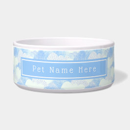 Niedlicher blauer Wolken Personalisierter Name Napf