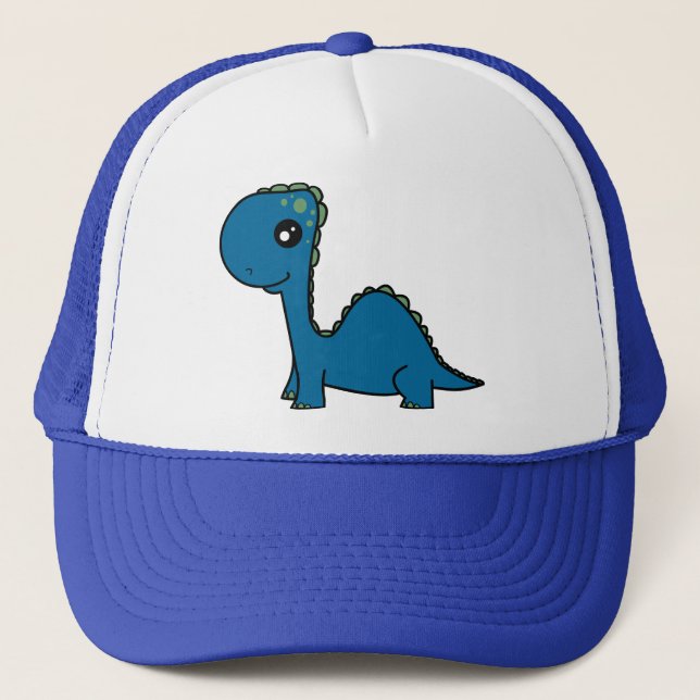 Niedlicher blaues Baby-Dinosaurier Truckerkappe (Vorderseite)