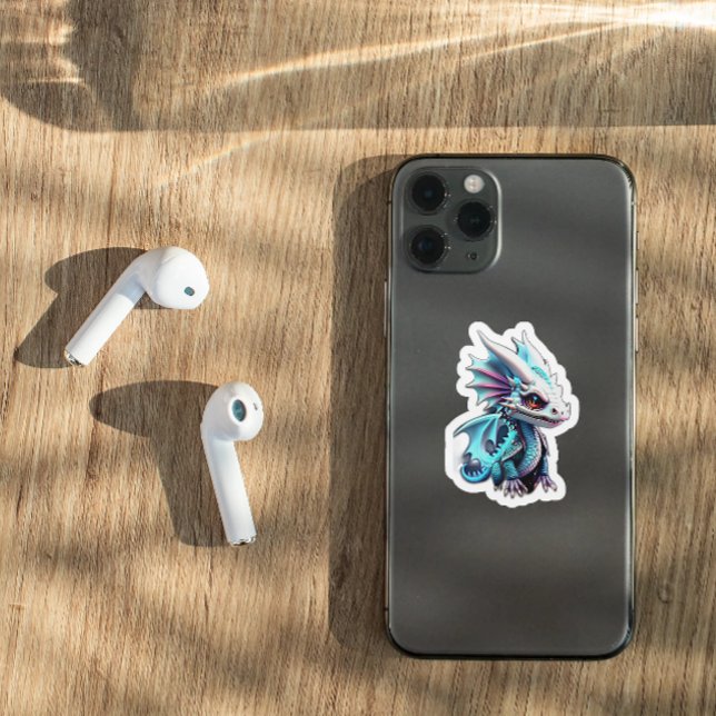 Niedlicher bläulicher Drache Aufkleber (Von Creator hochgeladen)