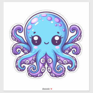 Niedlicher Blauoktopus Aufkleber