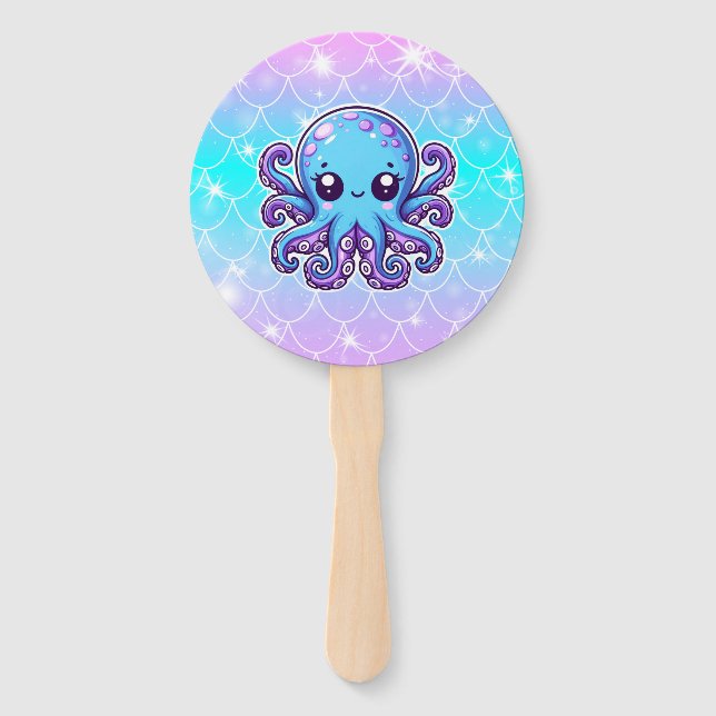 Niedlicher Blauoktopus Fächer (Vorderseite)