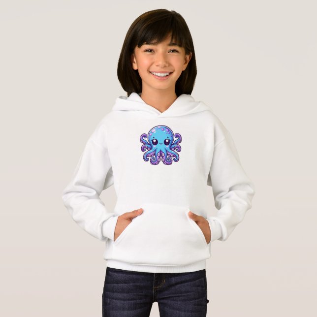 Niedlicher Blauoktopus Hoodie (Vorne ganz)