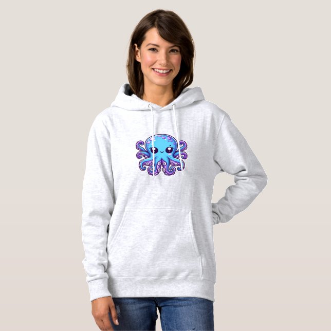 Niedlicher Blauoktopus Hoodie (Vorne ganz)