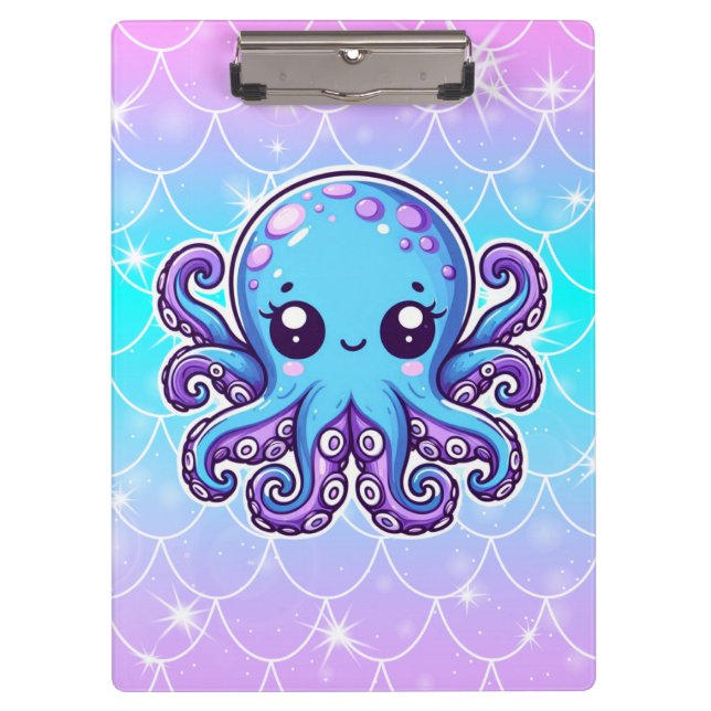Niedlicher Blauoktopus Klemmbrett (Vorderseite)