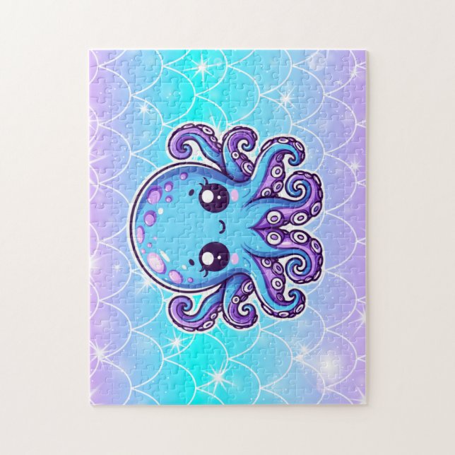 Niedlicher Blauoktopus Puzzle (Vertikal)