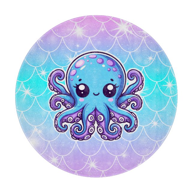 Niedlicher Blauoktopus Schneidebrett (Vorderseite)