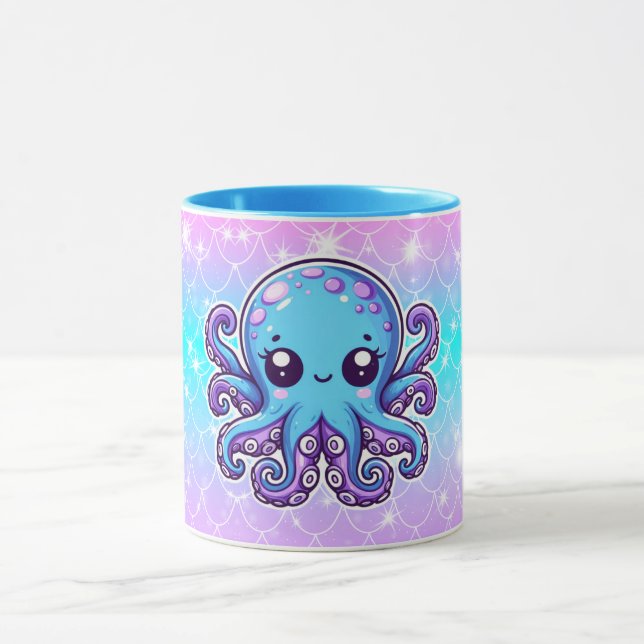 Niedlicher Blauoktopus Tasse (Zentrum)