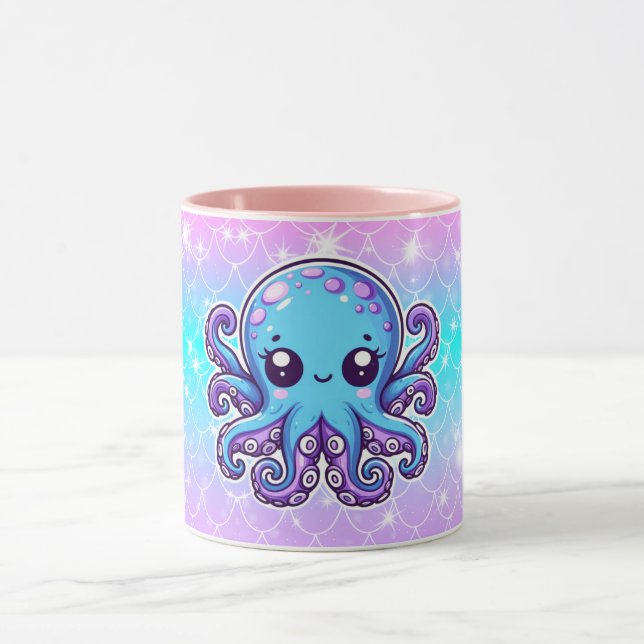 Niedlicher Blauoktopus Tasse (Zentrum)