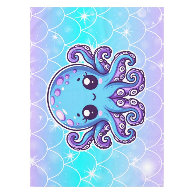 Niedlicher Blauoktopus Tischdecke (Vorderseite)