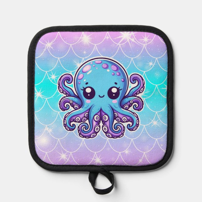 Niedlicher Blauoktopus Topflappen (Vorderseite)