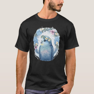 Niedlicher Blauparaket Budgie Bird Blume Crown Pet T-Shirt