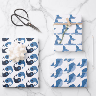 Niedlicher Blauwal Geschenkpapier Set