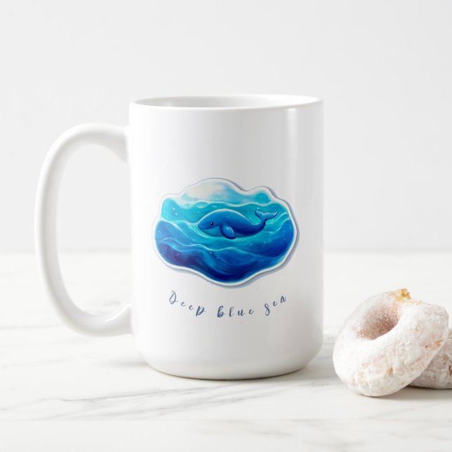 Niedlicher Blauwal Kaffeetasse (Mit Donut)