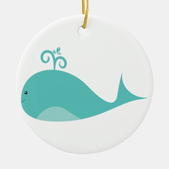 Niedlicher Blauwal Keramikornament (Vorne)