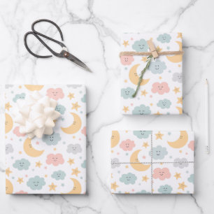 Niedlicher Blick in das Himmelsmuster Geschenkpapier Set