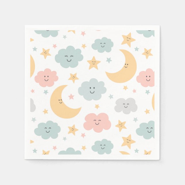 Niedlicher Blick in das Himmelsmuster Serviette (Vorderseite)