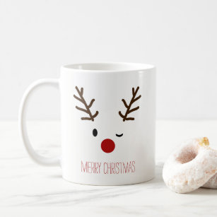 Niedlicher blinzelnder Rudolf-Ren-Weihnachtskaffee Kaffeetasse