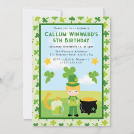 Niedlicher Blonde Hair Boy St Patrick's Kindergebu Einladung
