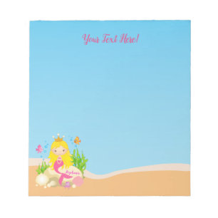 Niedlicher Blonde-Mermaid-Individuelle Name Notizblock