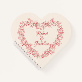 Niedlicher bloraler Vintager Roter Herzname Valent Notizbuch