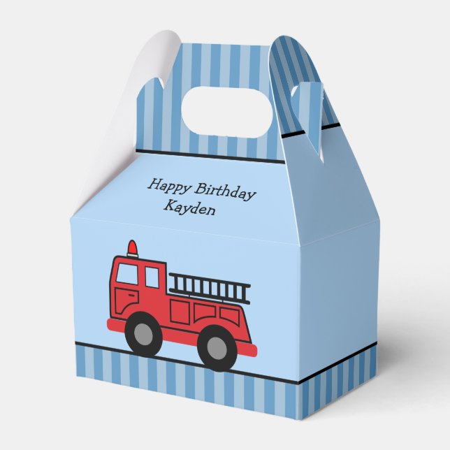 Niedlicher Blue and Red Fire Truck Personalisierte Geschenkschachtel (Vorderseite)