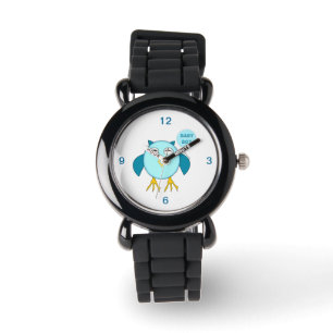 Niedlicher Blue Baby Bowl Owl Glitzer Watch Armbanduhr