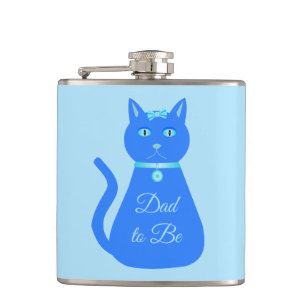 Niedlicher Blue Baby Boy Cat Custom Vater to be Flachmann