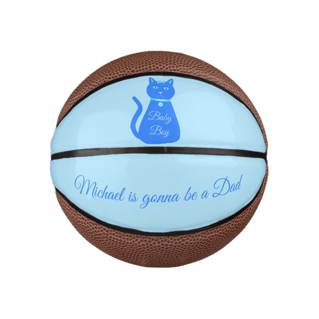 Niedlicher Blue Baby Boy Cat Custom Vater to be Mini Basketball (Vorderseite)