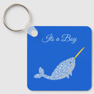 Niedlicher Blue Baby Boy Narwhal Vater für Sie Schlüsselanhänger