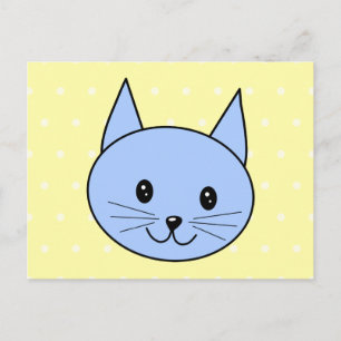 Niedlicher Blue Cat Cartoon Postkarte