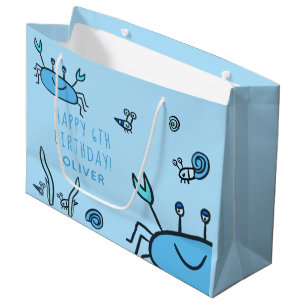Niedlicher Blue Crab Sea Animals Junge Happy Gebur Große Geschenktüte