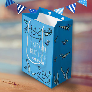 Niedlicher Blue Crab Sea Animals Junge Happy Gebur Mittlere Geschenktüte