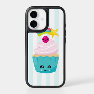Niedlicher Blue Cupcake mit Kawaii Face