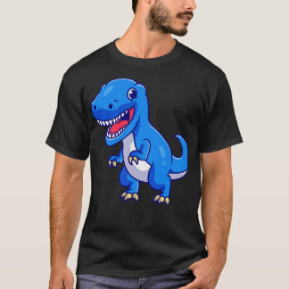 Niedlicher Blue Dinosaurier-Cartoon T-Shirt