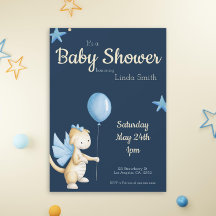 Niedlicher Blue Dragon mit Balloon Baby Showdusche