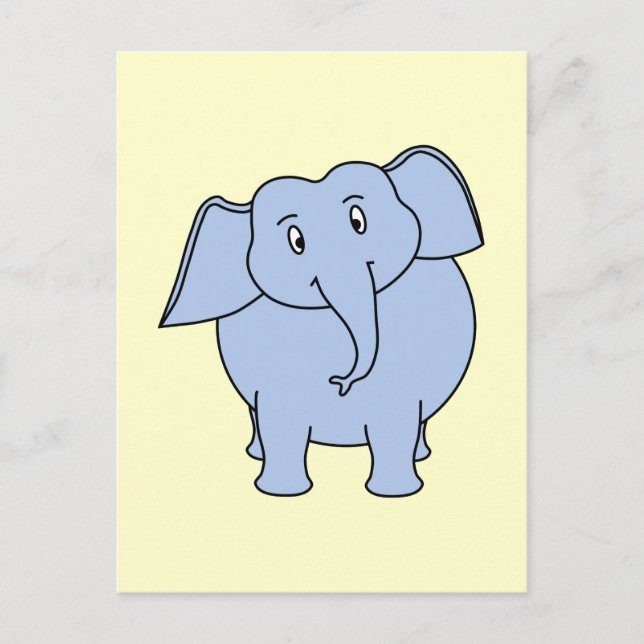 Niedlicher Blue Elephant Cartoon. Postkarte (Vorderseite)