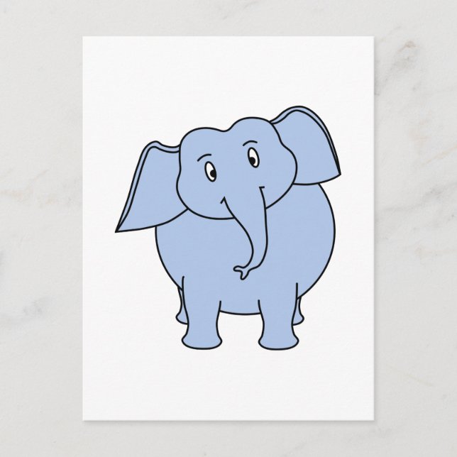 Niedlicher Blue Elephant Cartoon. Postkarte (Vorderseite)
